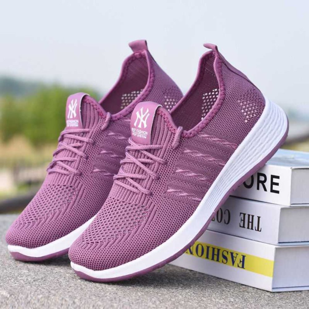 Mesh Top slip-on sneakers - ladies fashion sneakers Purple & White sneakers - Picture 13 of 16